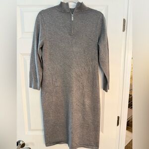 CALVIN KLEIN Women’s Sweater Dress Grey Size Large 3/4 Sleeve Midi Length